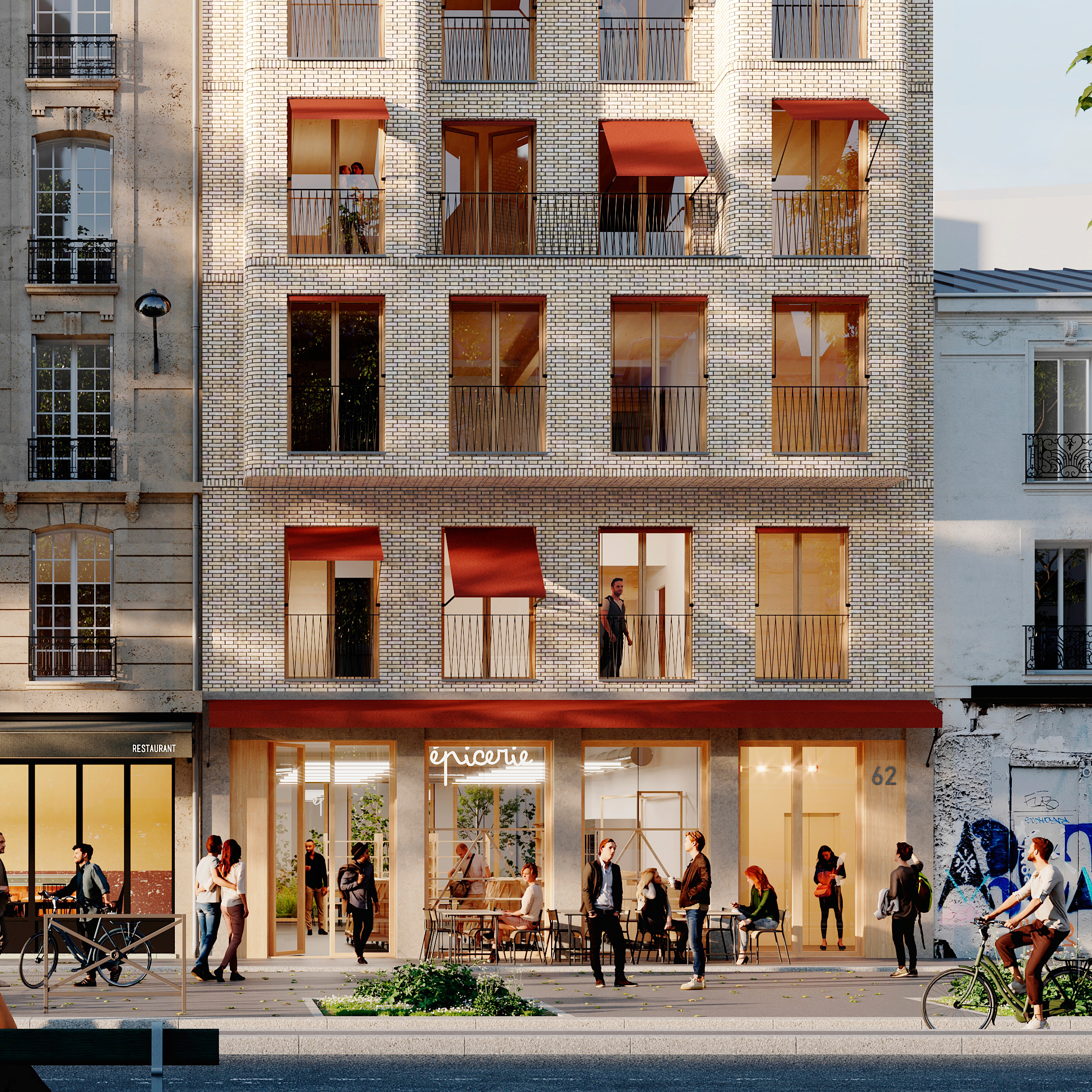 Immeuble de logements en brique de réemploi Neufville-Gayet Neufville Gayet architecture paris 