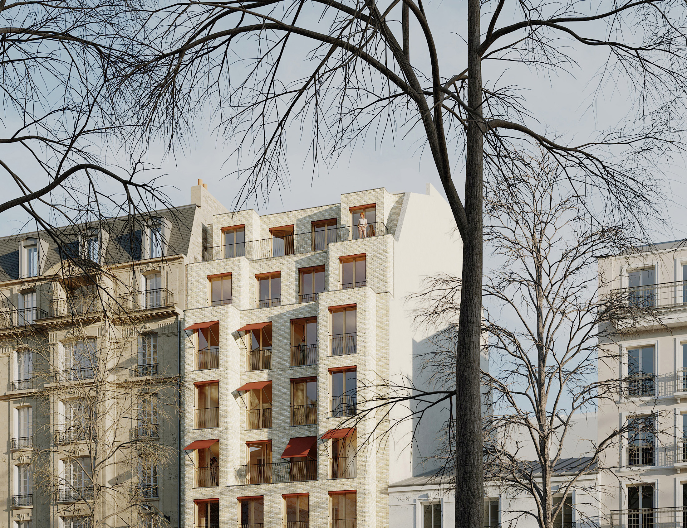 Immeuble de logements en brique de réemploi Neufville-Gayet Neufville Gayet architecture paris 