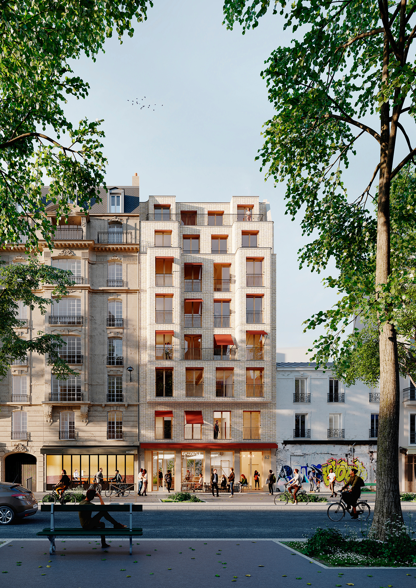 Immeuble de logements en brique de réemploi Neufville-Gayet Neufville Gayet architecture paris